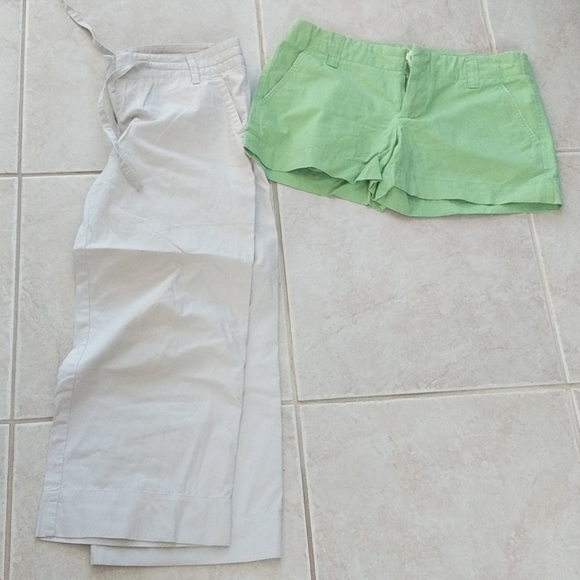Gap size 8 khaki capris and lime green shorts - Picture 1 of 8